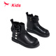 Red Dragonfly Children's Shoes Girls 2025 Winter Children's Two Cotton Shoes Short Boots Girls Warm Leather Boots Q54BM052 Black 29