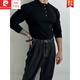 Pierre Cardin Henry collar long-sleeved sweater men's spring new American high-end muscular men's fitness all-match slim T-shirt Brown M 100Jin Jin is equal to 0.5 kg within