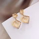 Idel Geometric Earrings Women's High-end Earrings 2025 New Trendy Korean Internet Celebrity Earrings Full Diamond Geometric Cat's Eye Earrings E1092