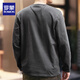 ROMON high-end retro long-sleeved T-shirt men's spring and autumn loose new pure cotton tough guy Henry collar bottoming shirt top men's charcoal gray L suitable for 140-160Jin Jin equals 0.5 kg