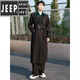JEEP SPIRIT 2025 Spring and Autumn New Dark Style Design Premium Coat Trendy Long Windbreaker German Jacket Men Black XL
