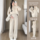 Ran Qiqi maternity wear autumn suit top long-sleeved loose hooded zipper sweatshirt pants two-piece set 2025 new autumn clothing apricot suit L