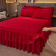 Fantasy thickened high-end baby velvet quilted bed skirt single piece red high-end lace autumn and winter Shengshi Landai-big red high-end baby velvet thickened and warm 180cmx200cm single piece bed skirt