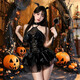 Universal sexy little devil leather coat Halloween succubus cos suit one-piece tight SM passionate date shirt one size fits all 80 succubus suit including dress + neck ring