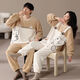 Victoria's style couple's pajamas winter coral velvet thickened and warm one man and one woman cartoon cute home wear outer suit LN9018 M women's + men's L