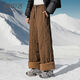 Snow Flying (SNOWFLYING) versatile straight down pants for women 2025 winter new fashion young casual splicing thickened warm trousers trendy pink L 170/76A 105-125Jin Jin equals 0.5 kg
