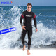 HiSEA men's and women's 3mm one-piece warm wetsuit thickened swimsuit outdoor surfing jellyfish wetsuit black gray red L