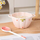 Girly Heart Strawberry Double-Eared Bowl Spoon Soup Bowl Salad Bowl Rice Bowl Household Bowl High-Looking Young People Underglaze Colored Tableware Strawberry Double-Eared Bowl (1 Bowl 1 Spoon)