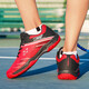 2025 new badminton training shoes for men and women, wear-resistant shock-absorbing mesh, breathable tennis sports professional competition shoes, black and red 41