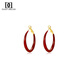 DAISY DREAM925 Silver Needle Temperament Red Large Hoop Earrings Women's Light Luxury Niche High-end Earrings Hot Stud Ear Accessories 3cm Red Hoop 925 Silver Needle