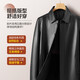 MONTAGUT mid-length velvet lining, warm and windproof, winter PU leather jacket for men, black XL