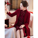 Luo Meng brand Grandma Xi plus size wedding dress 2026 autumn and winter velvet thickened cheongsam wedding dress mother's dress burgundy two-piece set (outer wrap + cheongsam skirt) XL (recommended 90-115 Jin Jin equals 0.5 kg)