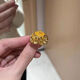 Micro luxury bead gold peony flower ring for women 999 pure gold large flower ring new 5D hard gold atmospheric flower gold ring genuine No. 17 about 3.90 grams