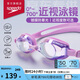 Speedo Jingsu series high-definition anti-fog coating myopia swimming goggles, comfortable fit for training, widened goggles strap, purple 400 degrees