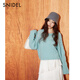 SNIDEL2025 new autumn and winter sweet round neck hollow crochet bow knitted sweater top SWNT254308 Pink One Size (F)