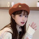 Bisi Sheep thickened woolen beret women's autumn and winter Korean version Japanese literary versatile painter's octagonal hat British retro trend caramel hairpin