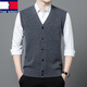 TOME BORNEK high-end 100 pure wool vest men's middle-aged and elderly dad wear sleeveless vest v-neck plush sweater vest cardigan gray XL 175-140-155Jin Jin equals 0.5 kg