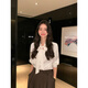 Pusumede Moonlight Flicker Lace-up Bow White Shirt Feminine Commuting Shirt Design Top White M