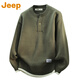 Jeep (JEEP) American high-end fake two-piece sweater for men autumn and winter 2025 new loose casual Henry collar sweater top Ancora red counter genuine L Recommendation 105-120 Jin Jin is equal to 0.5 kg