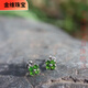 Jinwei women's summer cool style 925 sterling silver natural diopside earrings, fresh and elegant four-leaf clover shape