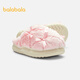 Balabala children's cotton slippers girls baby autumn and winter cotton shoes plus velvet indoor home shoes bow
