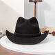 Lee dprre autumn and winter new large brim wool hat men's travel western cowboy knight hat retro European and American style bay brim jazz hat dark camel M (56-58cm)