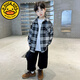 G.duck children's clothing boys' shirts spring and autumn 2025 new spring clothing big children plaid boys spring coat shirt trend black spring and autumn 120 cm