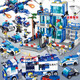 LEGO City Compatible Building Blocks Boy Series Puzzle Assembling Police Car Small Particle Children's SWAT Boys Toy 74CM Long Large Missile Destroyer Remote Control 30 Lights