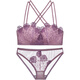 Triumph Purple Lace Underwear Women's Small Breast Gathering Sexy Beautiful Back Bra Secondary Breast Control Anti-Sagging Wireless Bra Set Purple (Set) 75A 34BC Universal Cup