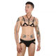 Men's sexy underwear set lace hollow underwear gay halter bra mini vest thong white bra + panties S