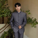 GOLDLION G+Goldlion Chinese tunic suit men's slim fit Chinese style groom's dress two-piece stand-up collar suit Chinese style four seasons tunic suit navy blue (top + pants + stand-up collar shirt) 3XL (173-183Jin Jin equals 0.5kg)