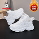 Babudou winter children's cotton shoes plus velvet to keep warm boys and girls sports shoes soft sole non-slip white shoes running shoes white velvet cotton shoes 31 (inner length 19.6cm)
