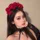 Beautifully made dark gothic style Lolita red rose headband for female brother Halloween cos funny photo headband bride hair accessories 1 red rose headband