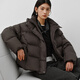 Ai Lai Chen Turin same style women's down jacket 2025 puff short hooded drawstring warm winter coat chocolate S