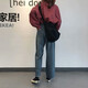 
Manna Xuan's new summer high-waist straight nine-point jeans for women's bf Korean version large size loose retro versatile dad wide-leg pants blue 9901 single size collection and purchase priority delivery
