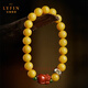 Layun Feiyin collectible chicken fat yellow beeswax bracelet for women South red agate full-meat Pixiu jasper with beads natal Buddha amber bracelet Zodiac (dog and pig) 8mm (with certificate)