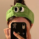 Jingga Cute Big Eyes Face Wash Headband Women's Mask Wash Special Cartoon Plush Headband Winter Headband Headband Relax-Green Elastic