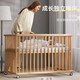 ULOP German solid wood crib, removable splicing bed, multi-functional baby bedside bed, newborn nap bed with fence, imported all-pine crib (without storage drawing board), activity pictures, free latex coconut palm mattress, baby products for sleeping, a must-have for mothers and babies