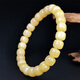 Amber style, one thing, one picture, one certificate, beeswax bracelet for women, natural amber barrel beads, raw ore yellow flower wax, 11.44g, 9*7.5mm