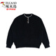 Woodpecker (TUCANO) American retro design casual Henry collar sweater for men and women loose autumn couple lazy pullover top black high quality M