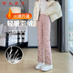 RLAS pink straight down pants for women to wear for winter 2026 new style high-waisted slimming warm thickened cotton pants Leather Pink S