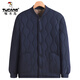 Woodpecker middle-aged and elderly men's winter cotton-padded jacket with lamb velvet thickened padded jacket for dad, loose and warm for grandpa, navy blue velvet thickened cotton-padded jacket 4XL Weight 140-160Jin Jin is equal to 0.5 kg