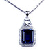 Yongsi rectangular tanzanite sapphire pendant necklace for women blue tanzanite pendant set with diamond silver jewelry rose gold (main stone 10X12mm) without chain
