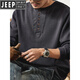 JEEP SPIRIT Jeep high-end heavyweight long-sleeved sweater men's winter loose sweater tough guy Henry collar bottoming shirt top warm classic coffee XL 135-150Jin Jin is equal to 0.5 kg