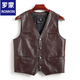 ROMON fishing style men's vest, middle-aged and elderly warm casual waistcoat, genuine sheepskin inner pocket, soft top layer leather, brown sheepskin vest/single lining XL recommended 90-120Jin Jin equals 0.5kg