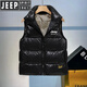 JEEP SPIRIT Black Gold Daunen-Baumwollweste Herren Winter Neue Premium Herren ärmellose Jacke Kapuzenweste Schwarz und Rot erhältlich Schwarz-Jeep Special Edition 683 Black Gold Cotton Vest XL