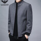Men's jacket autumn woolen jacket men's woolen jacket middle-aged wool stand-up collar clip gray M 170