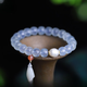 Jinxu GONMCEAN ice-permeable aquamarine dark blue bracelet emerald lotus pendant pure blue crystal bracelet gift with pendant