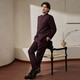 Qipai Chinese Stand Collar Suit Men's 2025 Autumn and Winter New Business Casual Mao Suit Wedding Dress Suit Maroon M (170) B46