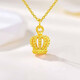 Chow Tai Fook Gold Pure Gold 999 Hollow Princess Crown Pendant Pure Gold Necklace Women's Clavicle Chain Valentine's Day Gift Pure Gold King with S925 Chain